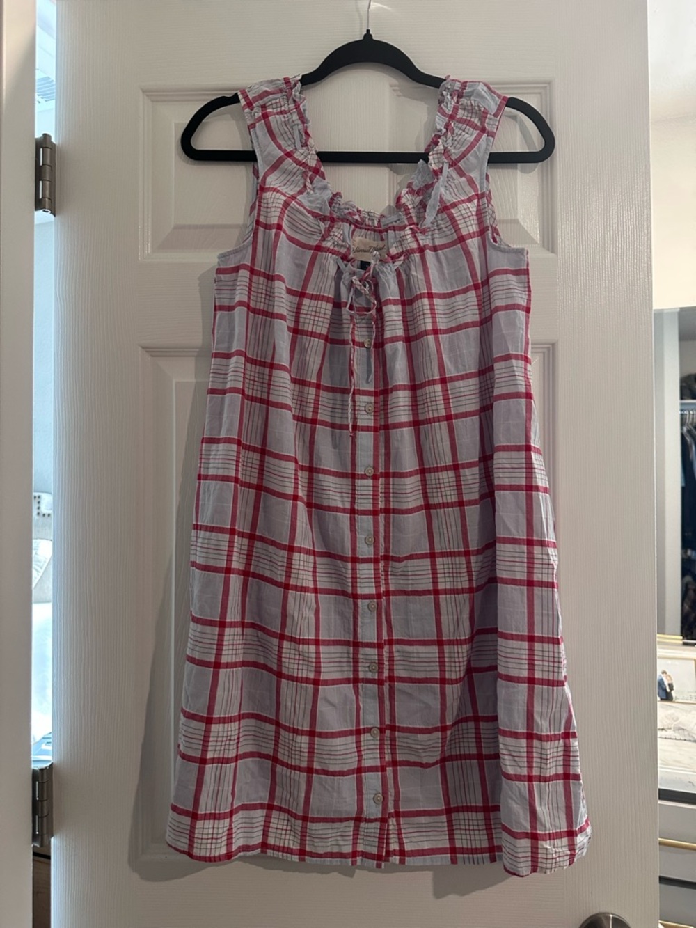 Universal Thread Red Plaid Button-Front Sundress